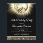 Prospectus 11,4 Cm X 14,2 Cm Gold 70th Birthday Party 70's Disco Ball<br><div class="desc">Célébrez dans un style éclatant avec notre Gold 70th Birthday Party 70's Disco Ball Invitation! Cette invitation éblouissante ouvre la voie à un bain rétro qui sera inoubliable. Dans une teinte dorée rayonnante, cette invitation exhale le raffinement et le plaisir. Le graphisme de la boule disco vous ramène à l'époque...</div>