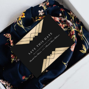 Prospectus 11,4 Cm X 14,2 Cm Gold Black Géométrique Gatsby enregistrer le budge