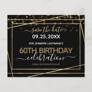 Prospectus 11,4 Cm X 14,2 Cm Gold Confetti 60e anniversaire Enregistrer la date