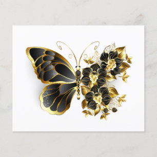 Prospectus 11,4 Cm X 14,2 Cm Gold flower Butterfly with Black Orchid