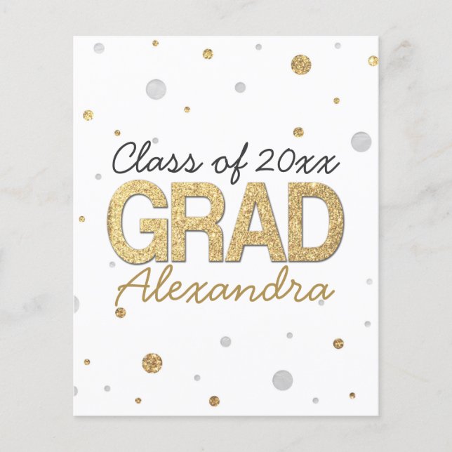 Prospectus 11,4 Cm X 14,2 Cm Gold Foil Parties scintillant Confetti Graduation  (Devant)