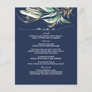 Prospectus 11,4 Cm X 14,2 Cm Gold Green Branch Marine Blue Menu