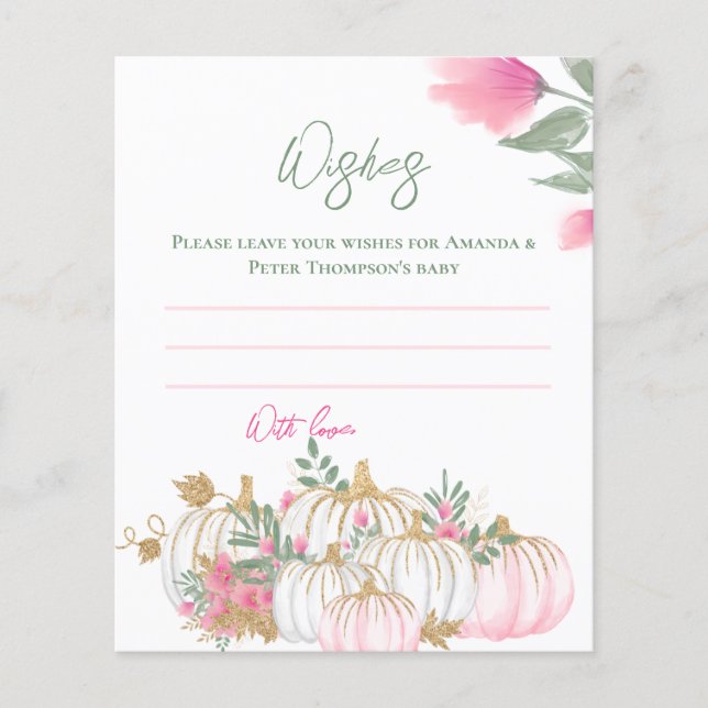 Prospectus 11,4 Cm X 14,2 Cm Gold Pink White Pumpkin Baby Wishes Game Card (Devant)