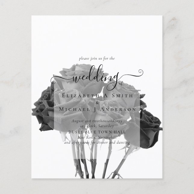 Prospectus 11,4 Cm X 14,2 Cm Gothique Noir Rose Goth Wedding Invitation (Devant)