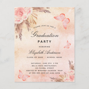 Prospectus 11,4 Cm X 14,2 Cm Graduation blush papillon pampas budget d'herbe