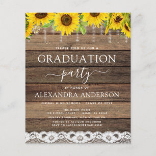 Prospectus 11,4 Cm X 14,2 Cm Graduation Budget Sunflower Rustic 2023 Invitation