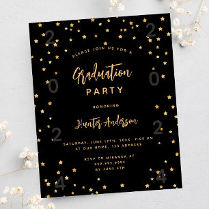 Prospectus 11,4 Cm X 14,2 Cm Graduation fête étoile noire année budget invitati