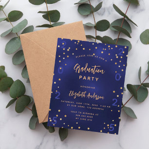 Prospectus 11,4 Cm X 14,2 Cm Graduation fête marine étoiles bleu budget invitat
