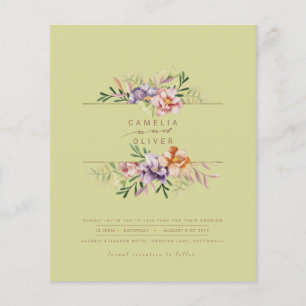 Prospectus 11,4 Cm X 14,2 Cm Green Summer Floral Wedding Inviter QR Code