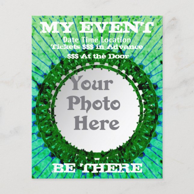 Prospectus 11,4 Cm X 14,2 Cm Green Tiedye Photo Event Flyers (Devant)