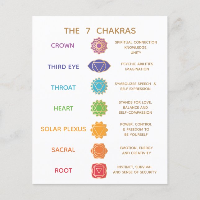 Prospectus 11,4 Cm X 14,2 Cm Guide des Chakras Description Graphique - Personna (Devant)
