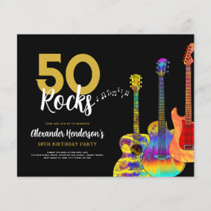 Prospectus 11,4 Cm X 14,2 Cm guitare rock 50e anniversaire invitation