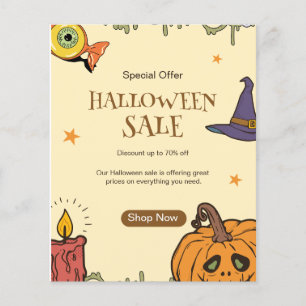 Prospectus 11,4 Cm X 14,2 Cm Halloween Sale Flyer, Halloween Nuit