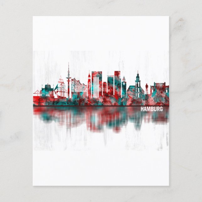Prospectus 11,4 Cm X 14,2 Cm Hambourg Allemagne Skyline (Devant)