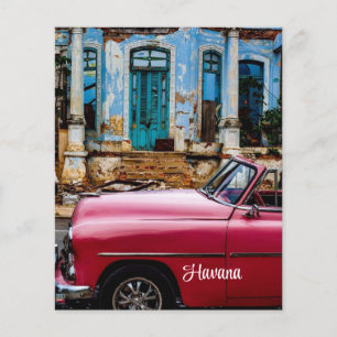 Prospectus 11,4 Cm X 14,2 Cm Havana Cuba Voiture rouge Vintage