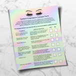 Prospectus 11,4 Cm X 14,2 Cm Holographique Eyelash Extensions Responsabilité Re<br><div class="desc">Eyelash Extension Responsabilité Renonciation & Libération Formulaire Holographique Flyers.</div>