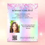 Prospectus 11,4 Cm X 14,2 Cm Holographique rose photo qr code entreprise<br><div class="desc">Personnalisez et ajoutez votre nom,  votre adresse,  votre texte,  votre photo,  votre propre code QR à votre site Web. Rosée,  violette,  or rose,  vert menthe,  fond holographique décoré de faux éclats de parties scintillant.</div>
