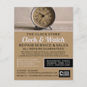 Prospectus 11,4 Cm X 14,2 Cm Horloge classique, publicité horlogère