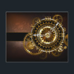 Prospectus 11,4 Cm X 14,2 Cm Horloge Steampunk avec engrenages antiques<br><div class="desc">Montres antiques et fantastiques avec engrenages en or et laiton sur un fond brun rouillé. Style Steampunk.</div>