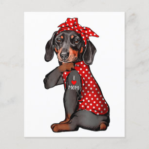 Prospectus 11,4 Cm X 14,2 Cm I Love Maman Tattoo Funny Dachshund Chien portant