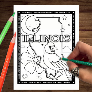 Prospectus 11,4 Cm X 14,2 Cm illinois état faits page de coloriage
