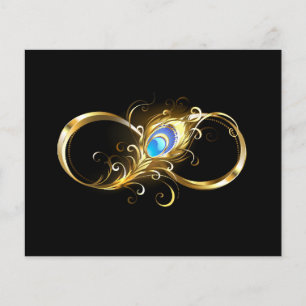 Prospectus 11,4 Cm X 14,2 Cm Infinité avec plume de paon doré