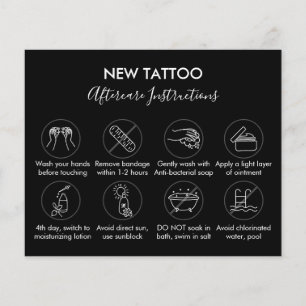 Prospectus 11,4 Cm X 14,2 Cm Instructions de soins après tatouage pour Black Bo