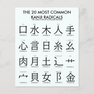 Prospectus 11,4 Cm X 14,2 Cm Internationale > Japonais   20 Radicaux Kanji les