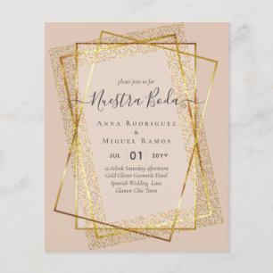 Prospectus 11,4 Cm X 14,2 Cm Invitaciones de Boda, Mariage espagnol GOLD Budget