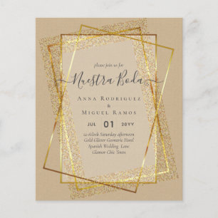 Prospectus 11,4 Cm X 14,2 Cm Invitaciones de Boda, Mariage espagnol GOLD Budget