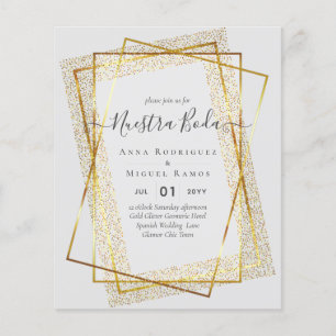 Prospectus 11,4 Cm X 14,2 Cm Invitaciones de Boda, Mariage espagnol GOLD Budget