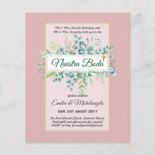 Prospectus 11,4 Cm X 14,2 Cm Invitaciones de Boda Pink Floral Mariage BUDGET