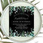 Prospectus 11,4 Cm X 14,2 Cm Invitation à budget noir de l'eucalyptus<br><div class="desc">Veuillez noter que cette invitation est sur papier de prospectus et très mince. Les enveloppes ne sont pas incluses. Pour des invitations plus épaisses (même conception), veuillez visiter notre magasin. Une invitation branchée pour une fête d'anniversaire de 40ème (ou tout autre âge), enchantée thème de la forêt. Un arrière -...</div>
