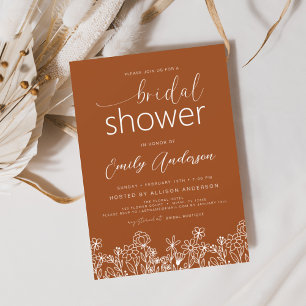 Prospectus 11,4 Cm X 14,2 Cm Invitation à la douche nuptiale Fleur sauvage oran