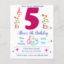 Invitation à la fête du 5e anniversaire - Thème de