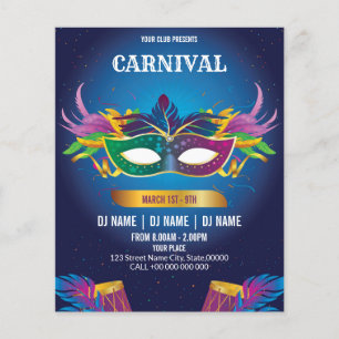 Prospectus 11,4 Cm X 14,2 Cm Invitation à l'événement de Carnaval