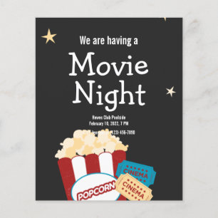 Prospectus 11,4 Cm X 14,2 Cm Invitation à un soir de cinéma vintage avec popcor