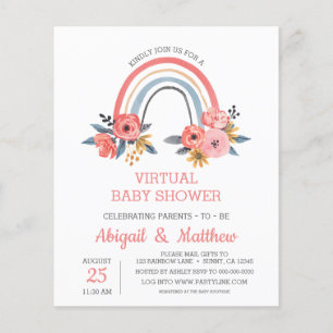Prospectus 11,4 Cm X 14,2 Cm Invitation au Baby shower virtuel arc-en-ciel