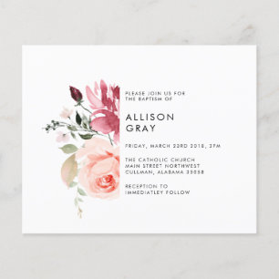 Prospectus 11,4 Cm X 14,2 Cm Invitation au baptême floral