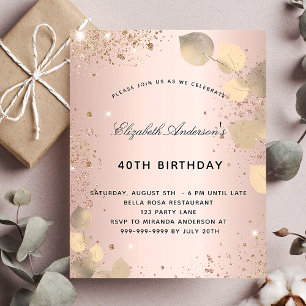 Prospectus 11,4 Cm X 14,2 Cm Invitation au budget de l'or de l'eucalyptus blush