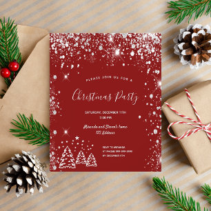 Prospectus 11,4 Cm X 14,2 Cm Invitation au budget rouge argent pour la fête de