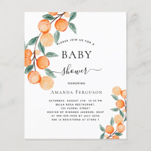 Prospectus 11,4 Cm X 14,2 Cm Invitation aux oranges du Baby shower budgétaire