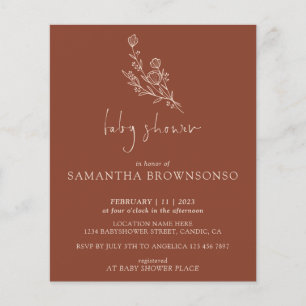 Prospectus 11,4 Cm X 14,2 Cm Invitation Baby Shower Botanique Bouquet en Terrac
