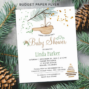 Prospectus 11,4 Cm X 14,2 Cm Invitation baby shower rustique de forêt d'hiver B