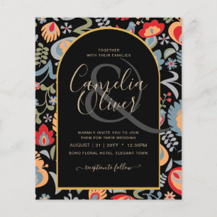 Prospectus 11,4 Cm X 14,2 Cm invitation bilingue de mariage de fleurs populaire