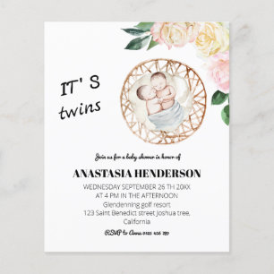 Prospectus 11,4 Cm X 14,2 Cm Invitation BUDGET/Baby shower.