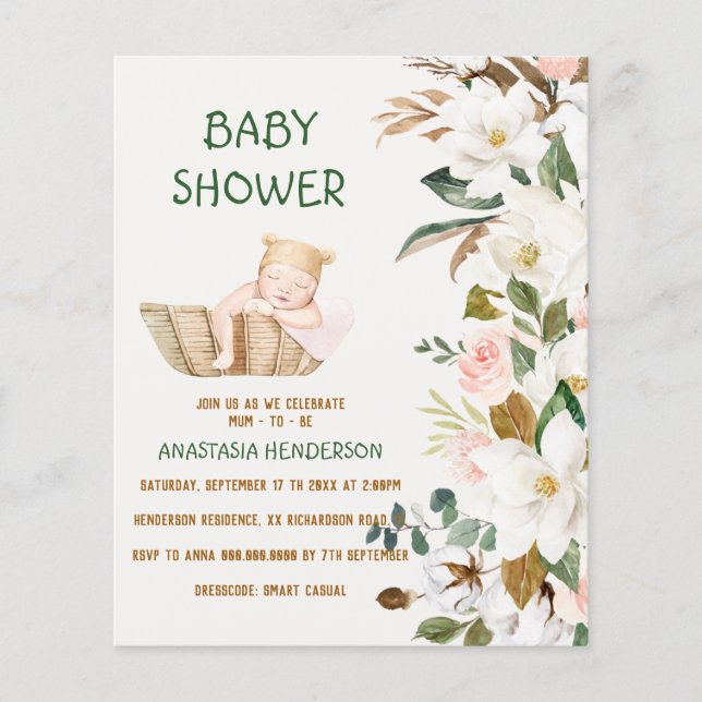 Prospectus 11,4 Cm X 14,2 Cm Invitation budget/Baby shower.Circulaire (Devant)