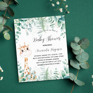 Prospectus 11,4 Cm X 14,2 Cm Invitation budget pour une baby shower girafe euca