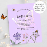 Prospectus 11,4 Cm X 14,2 Cm Invitation budgétaire aux fleurs de violet papillo<br><div class="desc">Veuillez noter que cette invitation est sur papier de prospectus et très mince. Les enveloppes ne sont pas incluses. Pour des invitations plus épaisses (même conception), veuillez visiter notre magasin. Un arrière - plan violet, couleur lavande. Décoré d'abeilles et de fleurs sauvages peints en violet et rose et d'un grand...</div>