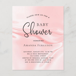 Prospectus 11,4 Cm X 14,2 Cm Invitation budgétaire baby shower en soie rose pâl